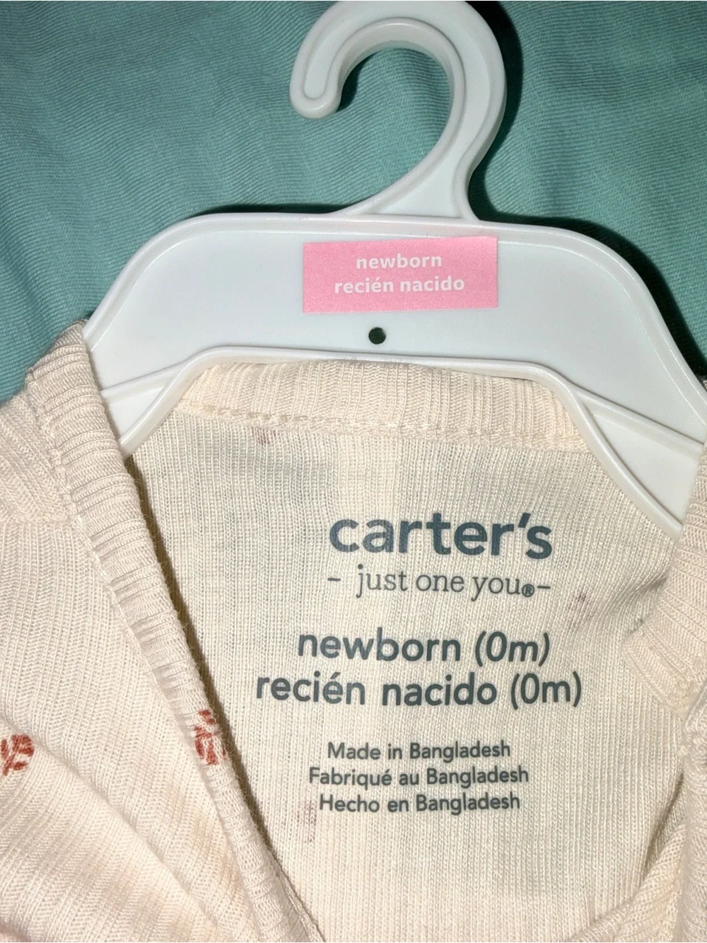 Carter's Cream Ribbed Newborn Set with Rust Floral Dots